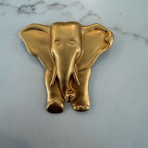 Vintage Escada Elephant  Brooch Pin Matte Gold 6.5cm 1980s Signed Luster